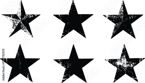 Six black stars on white background
