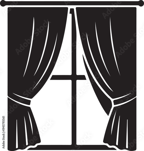 Curtains drawn open on a window with a rod  interior design element