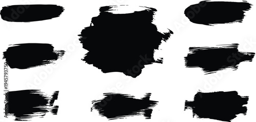 Collection of black brush strokes on white background
