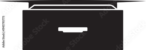 Simple iconic representation of an open filing cabinet drawer