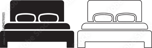 Two simple bed designs with headboards and pillows side by side