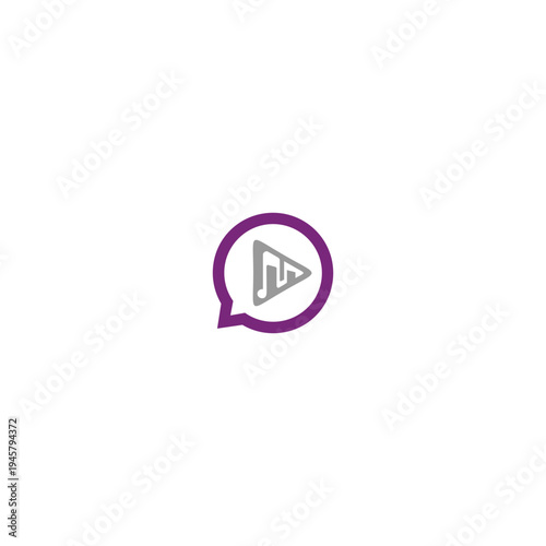 Free Download Purple Speech Bubble with Gray Play Icon and Music Notes. - GFXLoad