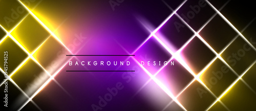 Bright neon grid pattern. Yellow, purple hues blend. Background features text background design. Modern, vibrant visual effect.