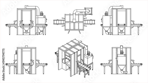 Industrial Conveyor System with Automated Washing and Drying Modules