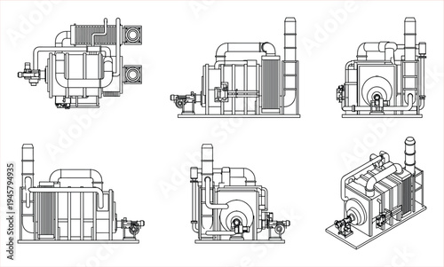 Detailed Industrial Boiler System Schematics: Engineering Diagrams of Power Generation Equipment