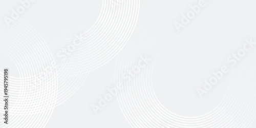 Abstract white glowing geometric lines on gray background. Modern shiny circle lines pattern.