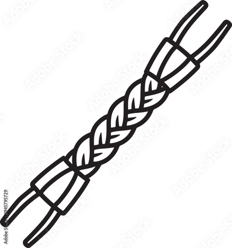 Black and white line of twisted wire whisk also transparent background line whisk