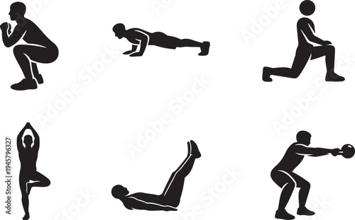 Active people workout activities for gym training fitness and healthy lifestyle