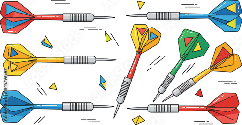 Colorful Darts Game Set Featuring Flying Steel Tip Darts and Target Throwing Equipment for Pub Games, Sports Competition, and Recreation Design