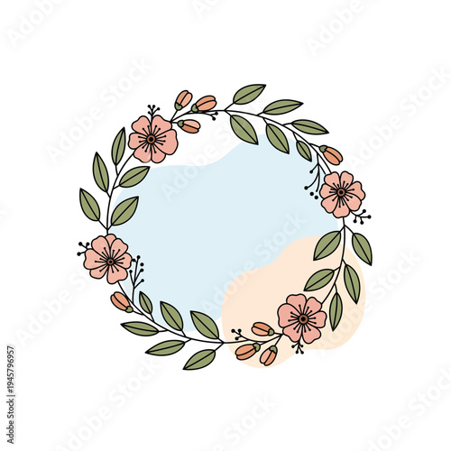 Illustration of spring flowers blooming at the equinox season