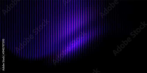 3d transparent ribbed glass background with refraction and holographic effect. Reeded glass with rainbow gradient. Render of corrugated wall with overlay reflection light on dark.