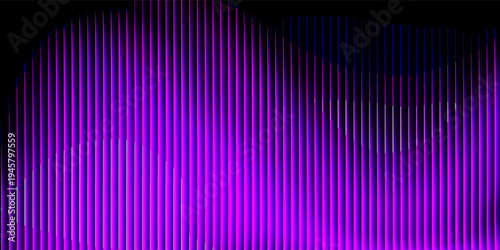 3d transparent ribbed glass background with refraction and holographic effect. Reeded glass with rainbow gradient. Render of corrugated wall with overlay reflection light on dark.