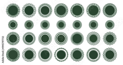 Circular green elements repeating pattern on black background