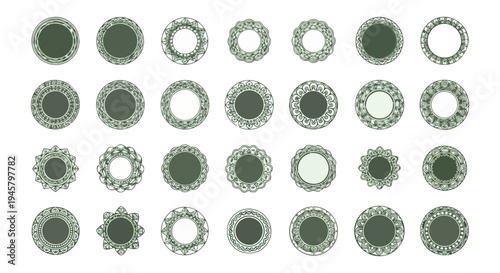 Decorative circular elements arrayed on dark backdrop