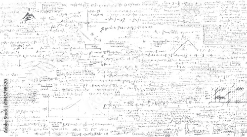 Handwritten scientific equations and graphs on a textured paper background science mathematics formulas