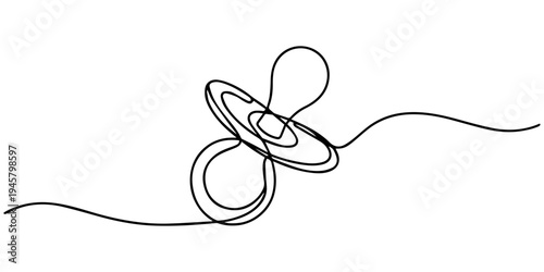 Pacifier for baby. Continuous line one drawing. Vector illustration. one line Art icon drawing vector, Baby pacifier in continuous one line art style. Simple vector illustration, One line continuous