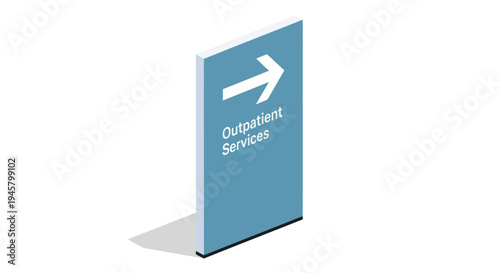 Blue sign with arrow pointing right and text Outpatient Services.