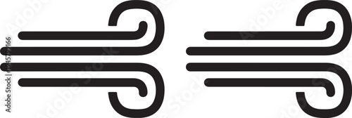 Black and white stylized whisk with curved lines also transparent background