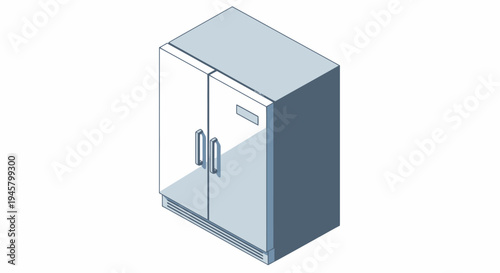 Isometric illustration of a modern double door refrigerator.
