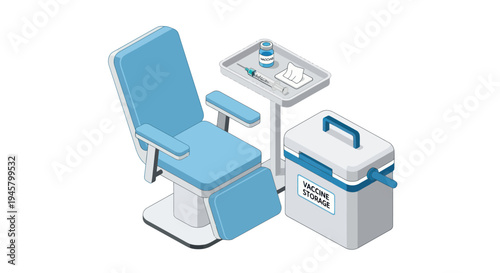 Medical Examination Chair and Equipment Illustration.
