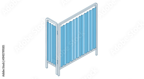 Medical Privacy Screen Divider with Blue Curtains.