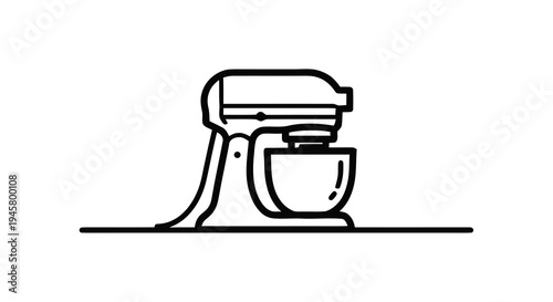 Vector icon of a stand mixer, a kitchen appliance for baking and cooking, simple line art style illustration representing a food processor or electric mixer