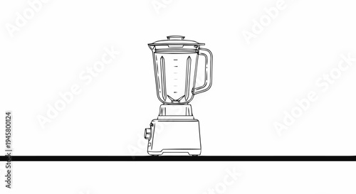 Line art illustration of a kitchen blender, a classic electric appliance for mixing and blending food and drinks