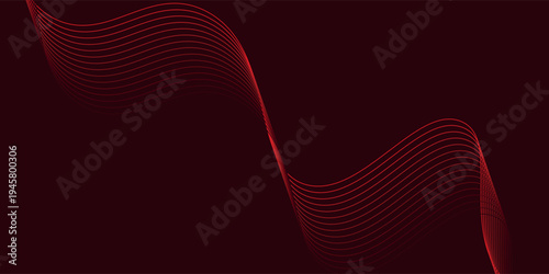 Dynamic Red Abstract Waves on Dark Background. vector illustration eps10