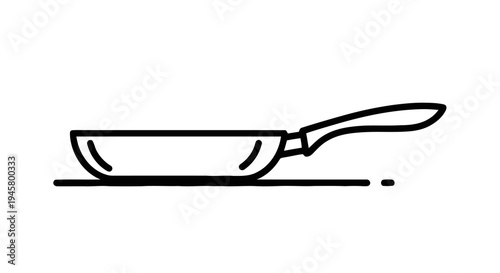 Frying pan icon, outline style, black and white illustration