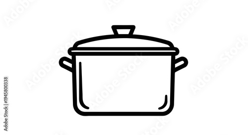 Cooking pot with lid and handles icon