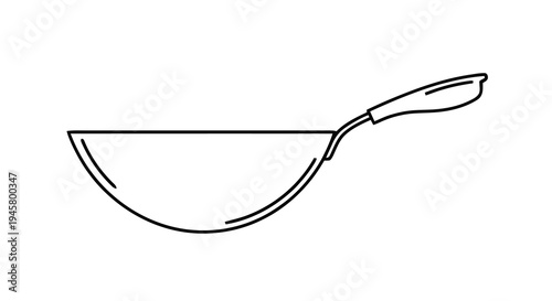 Wok pan icon, simple style vector illustration of a frying pan with a long handle for cooking asian food