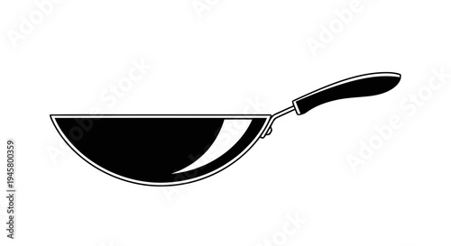Wok pan icon frying pan symbol kitchen cooking utensil for stirfrying and other dishes vector illustration