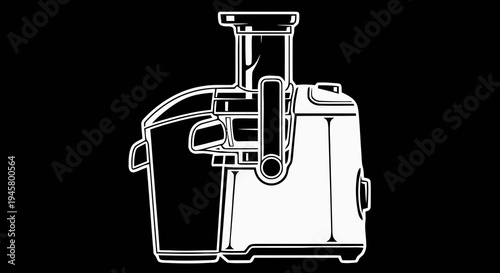 Vector illustration of a modern slow juicer machine, kitchen appliance for healthy lifestyle, isolated icon for juice bar or home cooking equipment