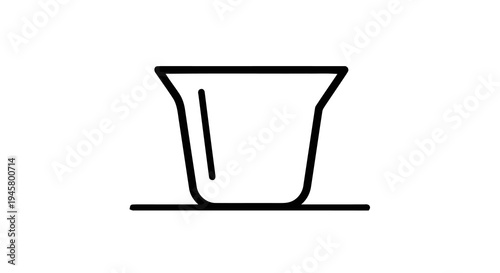 Simple icon of a coffee cup or espresso shot glass, minimalist line art illustration of a small drinking vessel sitting on a flat surface