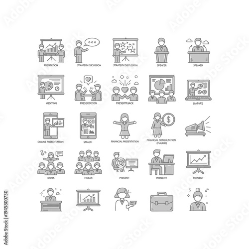 A collection of business and presentation related icons