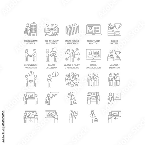 A collection of business and office related icons