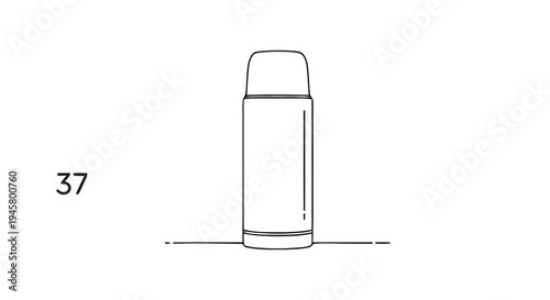 Vector illustration of a thermos flask, a vacuum insulated container for keeping drinks hot or cold, simple line drawing style