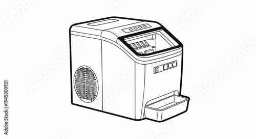 Modern countertop ice maker machine vector illustration, providing the convenience of fresh ice for refreshing drinks and enjoyable home entertainment
