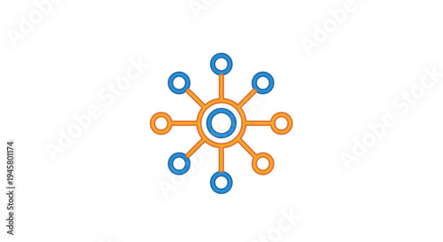 Abstract illustration of a network diagram showing central connection with multiple nodes