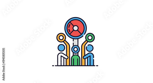 Abstract illustration of teamwork and shared vision in a colorful and modern style