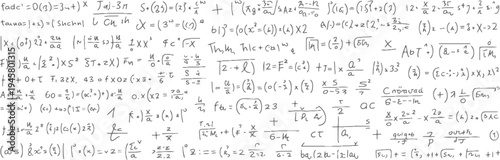 Handwritten mathematical equations and formulas on a white background with a sketchy feel mathematics