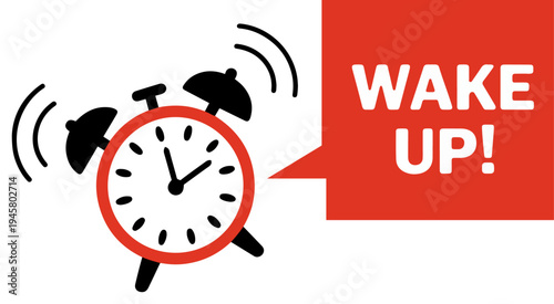 red alarm clock wake up icon
