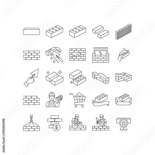A collection of line drawings depicting various aspects of bricklaying