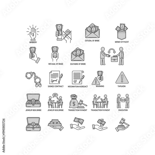 A collection of business and finance related icons