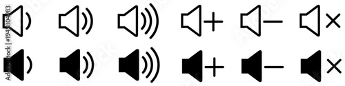 Sound icon vector set. Volume Illustration sign collection. control symbol. sound control buttons.