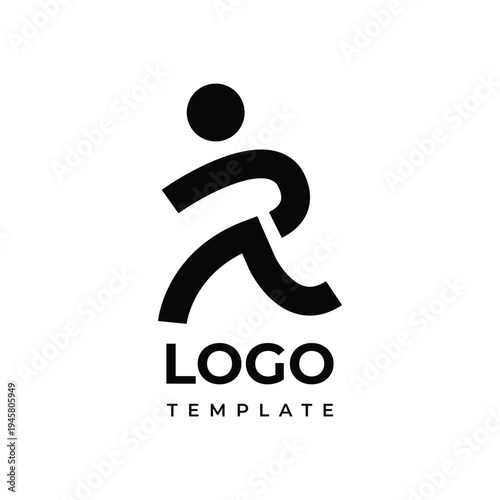 Minimalist Simple Man Running Silhouette for Sport Activity Logo Template