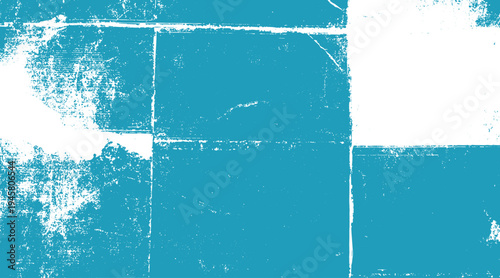 Teal and white distressed textured background with abstract grunge patterns and rough edges