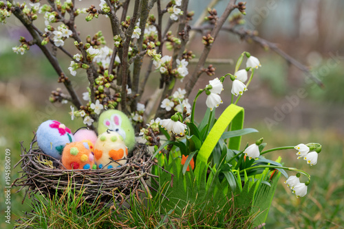 easter decoration in the garden in spring season
