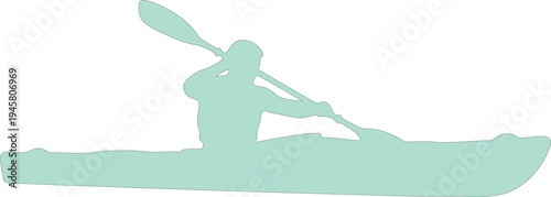 Silhouette of Person Kayaking in Light Green paddle