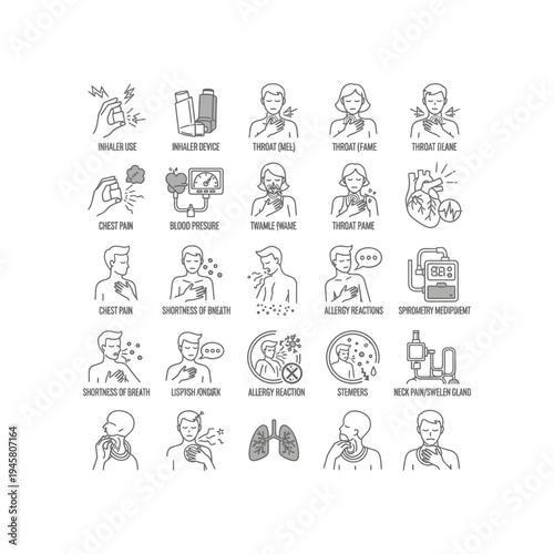Respiratory health symptoms and treatments illustration